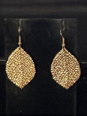 Gold Tone Leaf Earrings